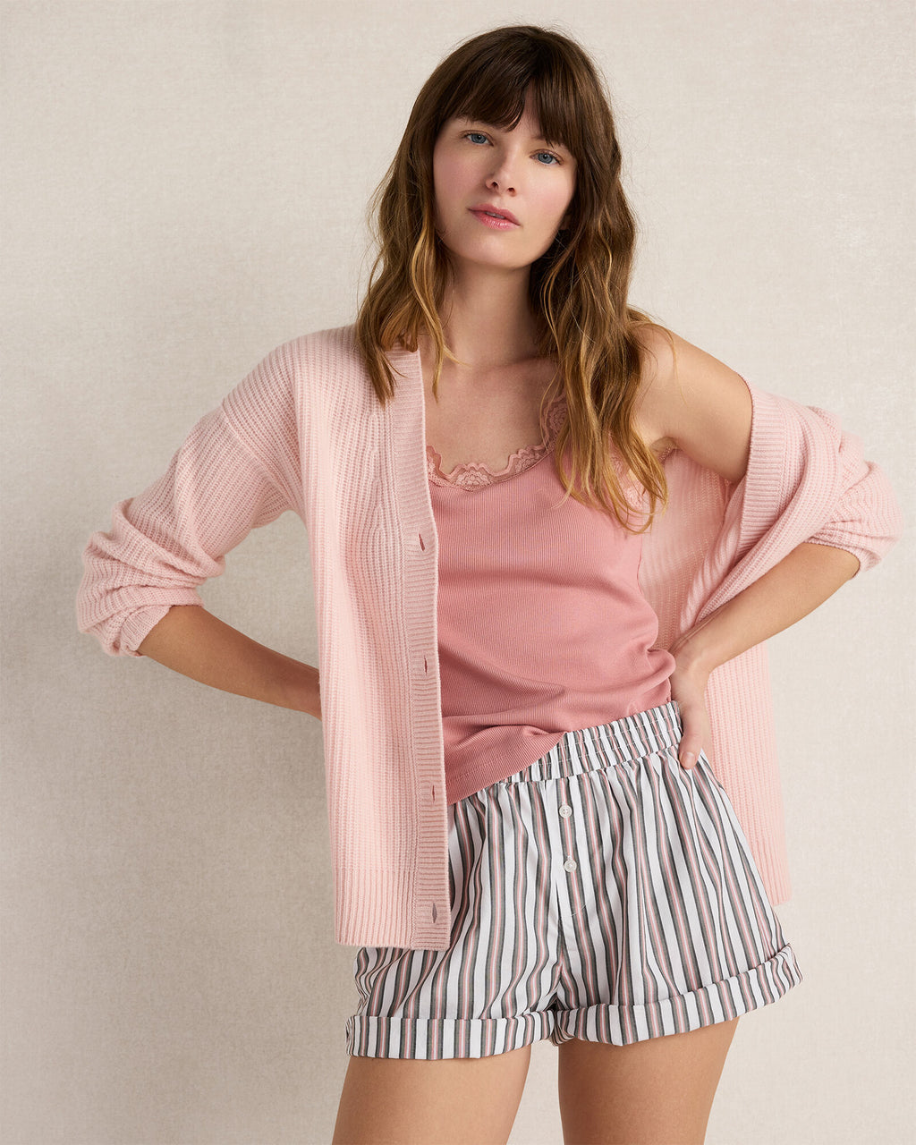 HAVEN Cashmere Shaker Stitch Cardigan