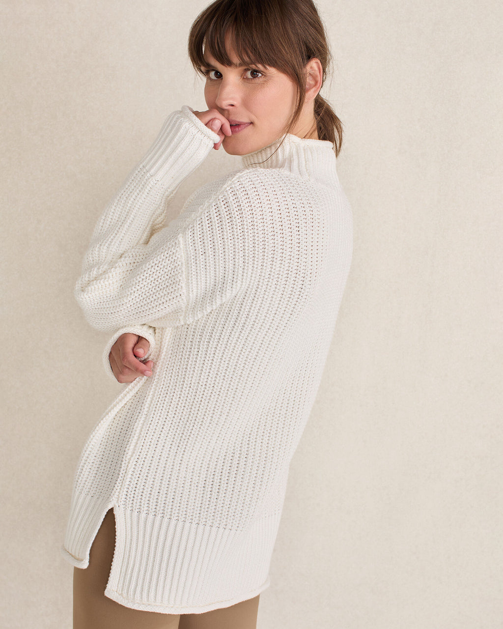 HAVEN Organic Cotton Shaker Stitch Roll Neck Sweater