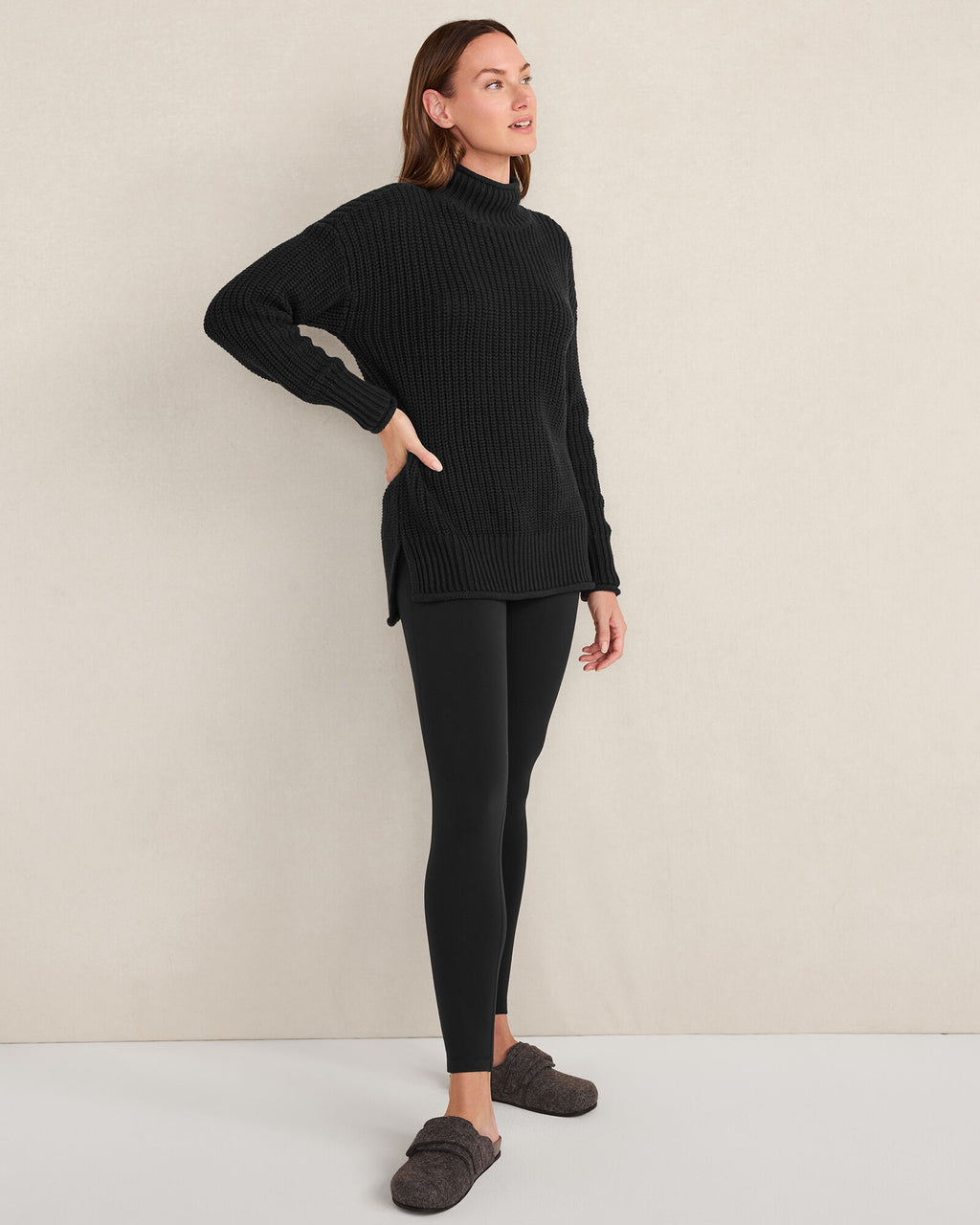 HAVEN Organic Cotton Shaker Stitch Roll Neck Sweater