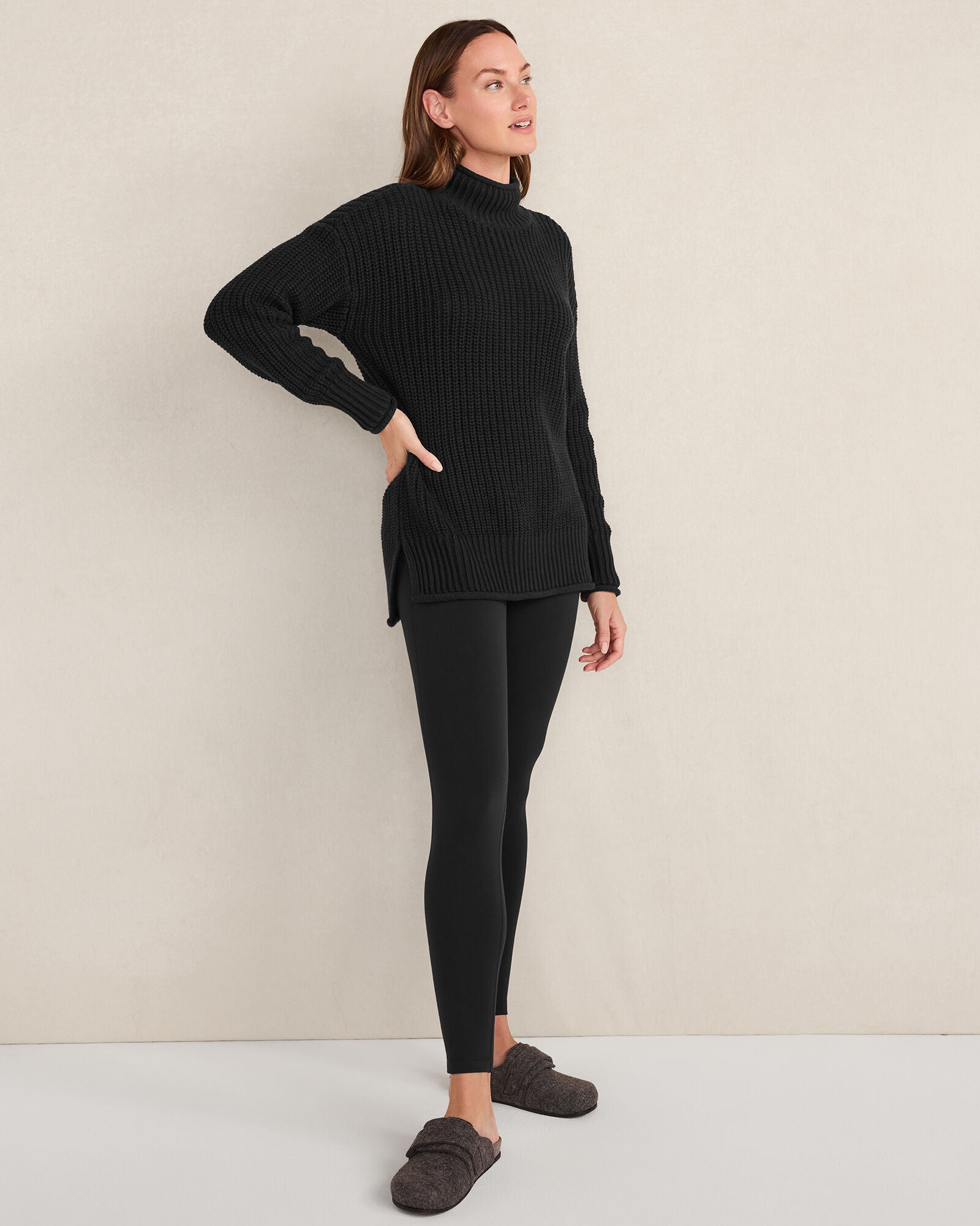 HAVEN Organic Cotton Shaker Stitch Roll Neck Sweater