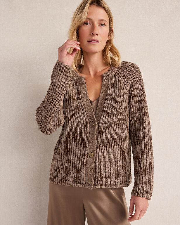 HAVEN Cotton Tape Yarn V-Neck Cardigan