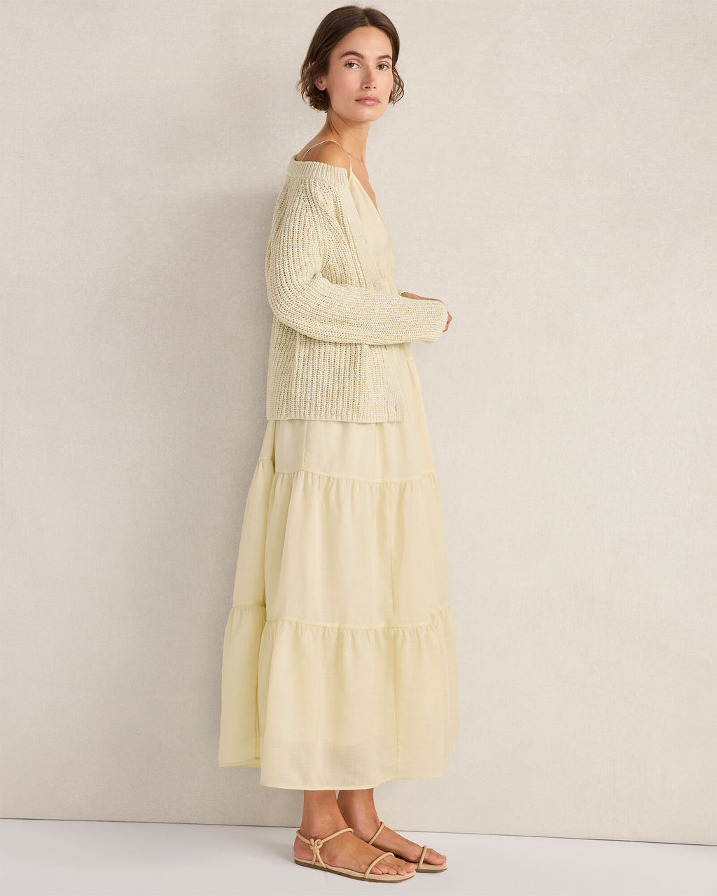 HAVEN Cotton Tape Yarn V-Neck Cardigan