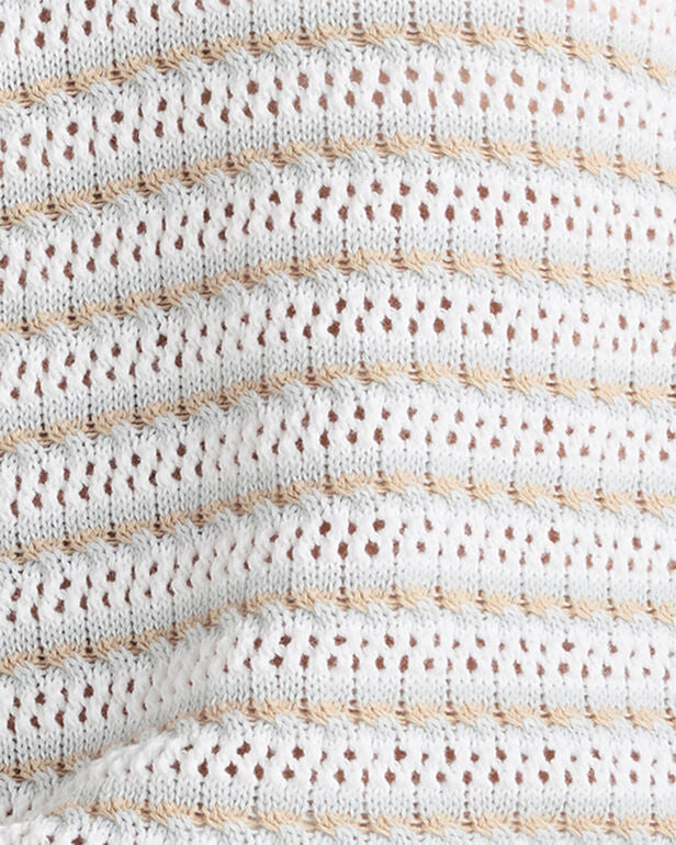 HAVEN Organic Cotton Stripe Mixed Stitch Johnny Collar Sweater