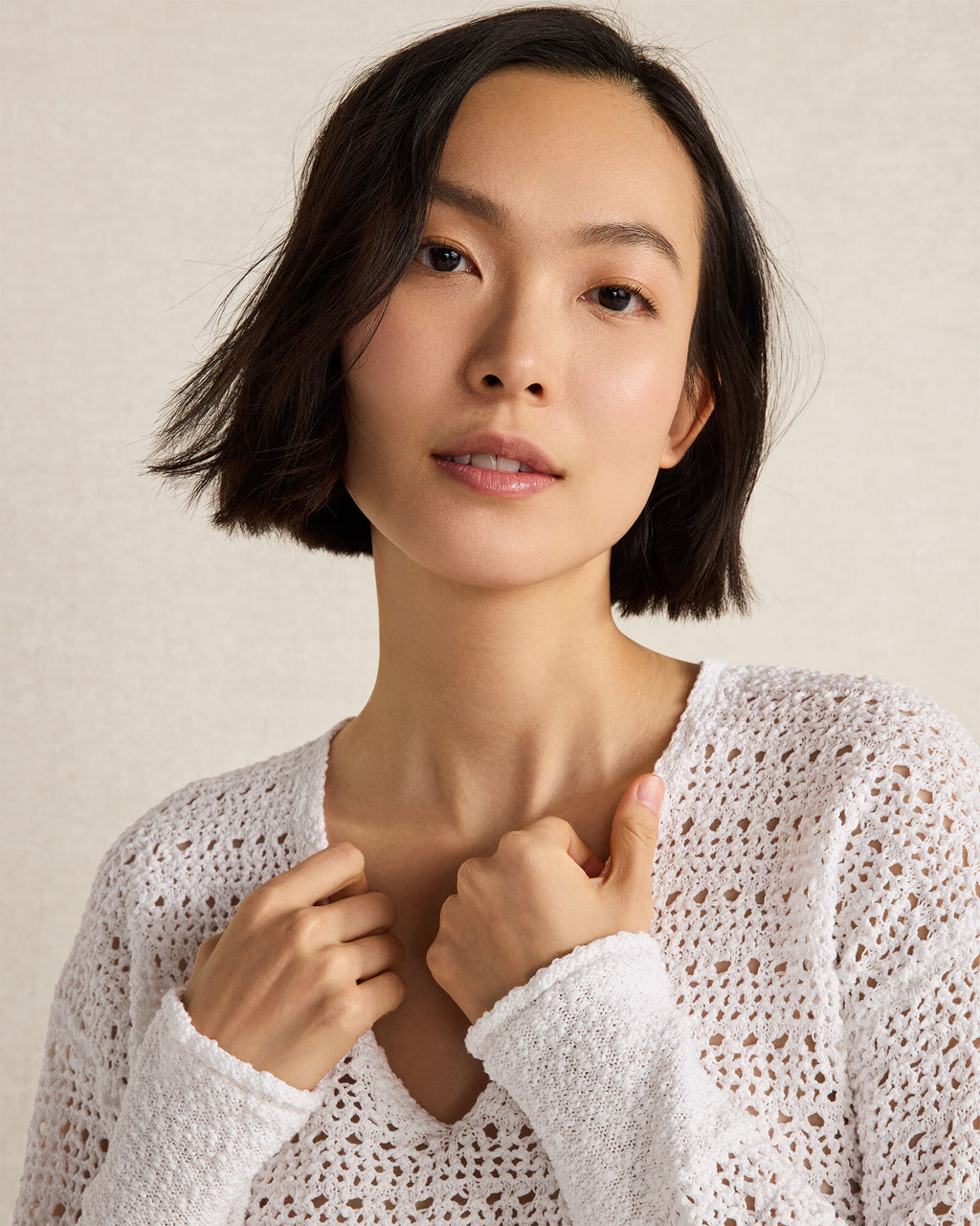 HAVEN Textured Cotton V-Neck Sweater