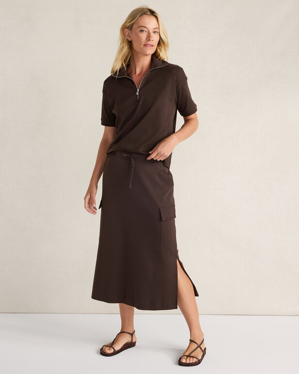 HAVEN Organic Cotton Interlock Half-Zip Collared Top