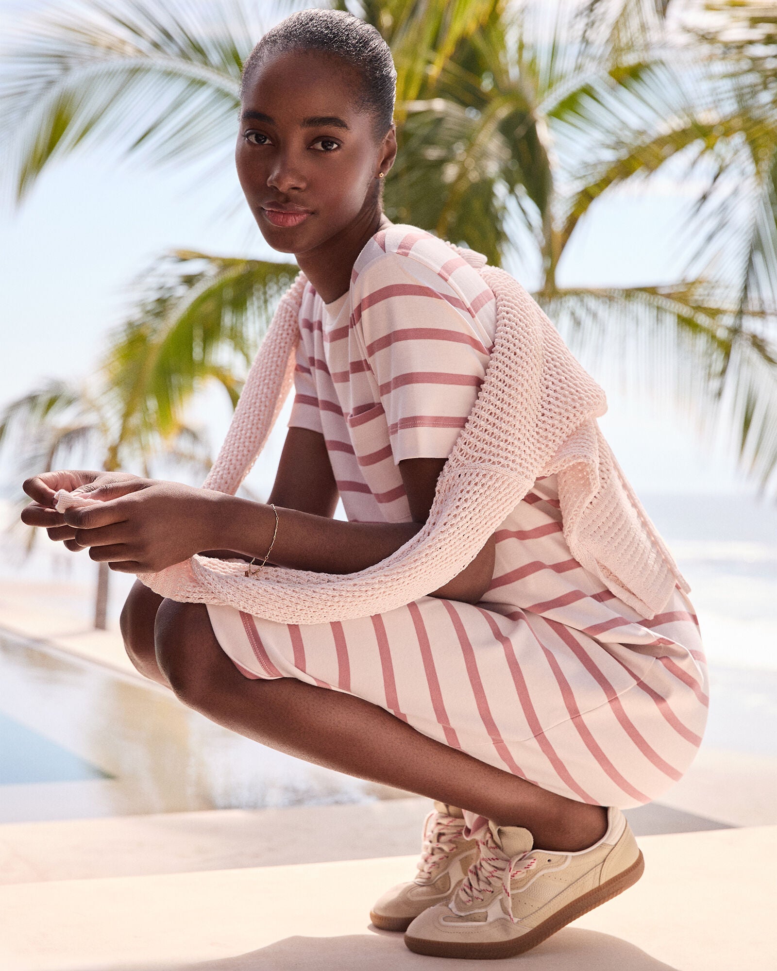HAVEN Organic Cotton Interlock Striped T-Shirt Dress
