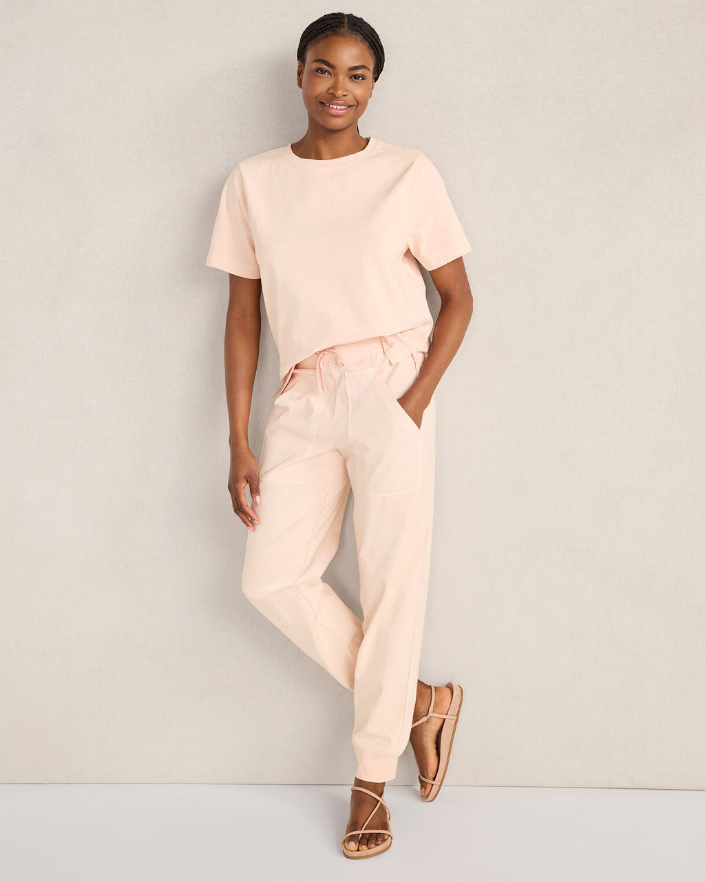 HAVEN Garment-Dyed Organic Cotton Jersey Knit Joggers Ankle-Length