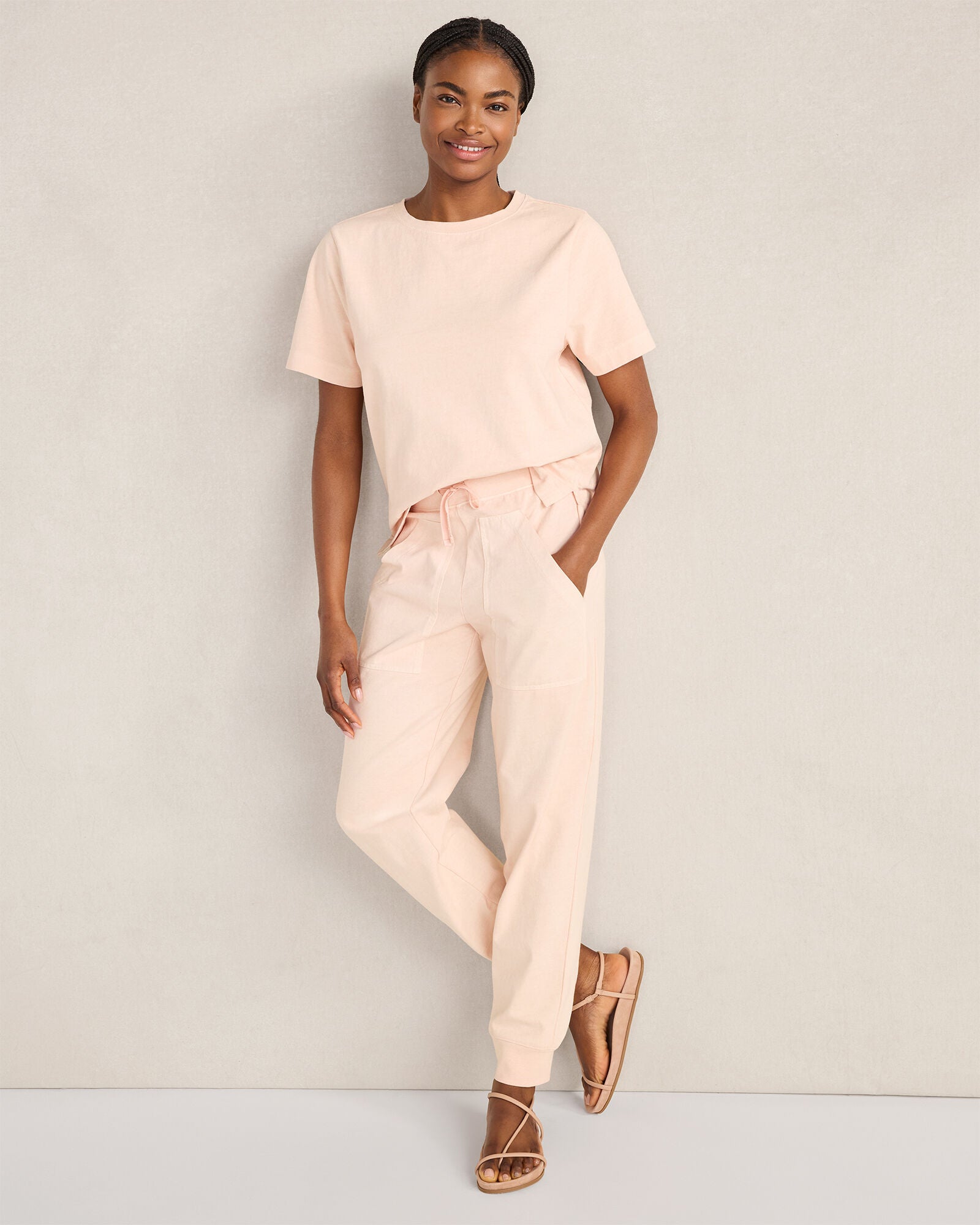HAVEN Garment-Dyed Organic Cotton Jersey Knit Joggers Ankle-Length