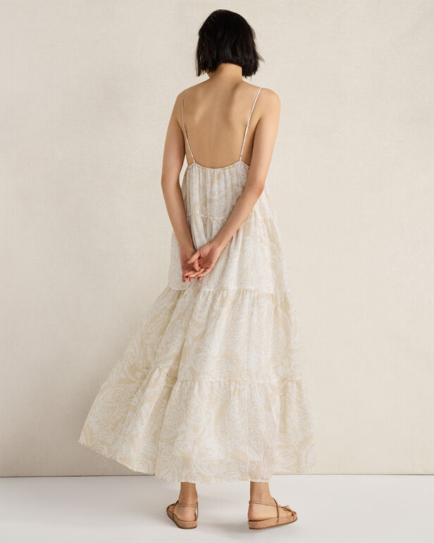 HAVEN Ramie Blend Paisley Tiered Maxi Dress