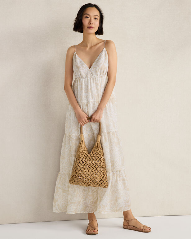 HAVEN Ramie Blend Paisley Tiered Maxi Dress