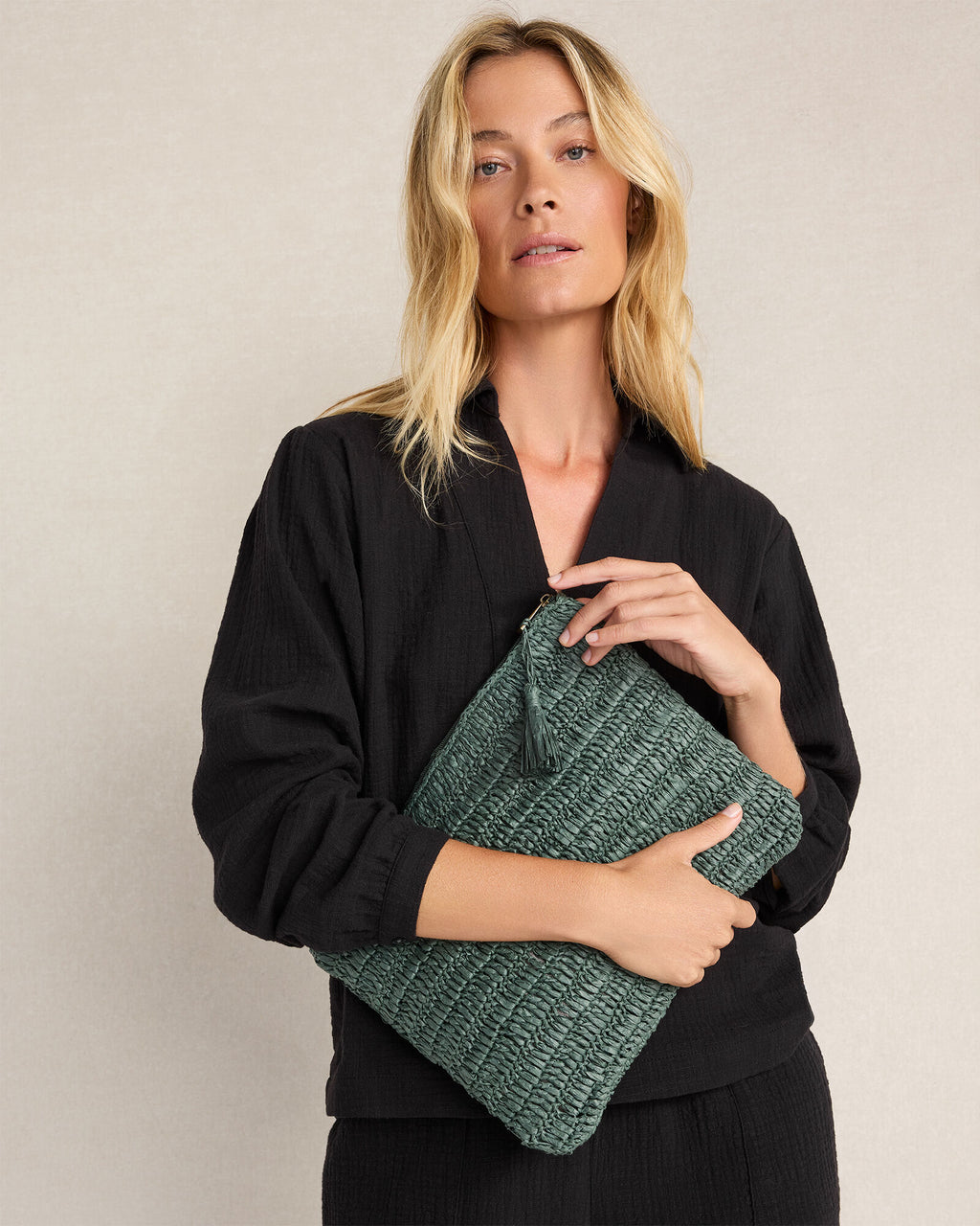 HAVEN Textured Cotton Gauze Collared Top