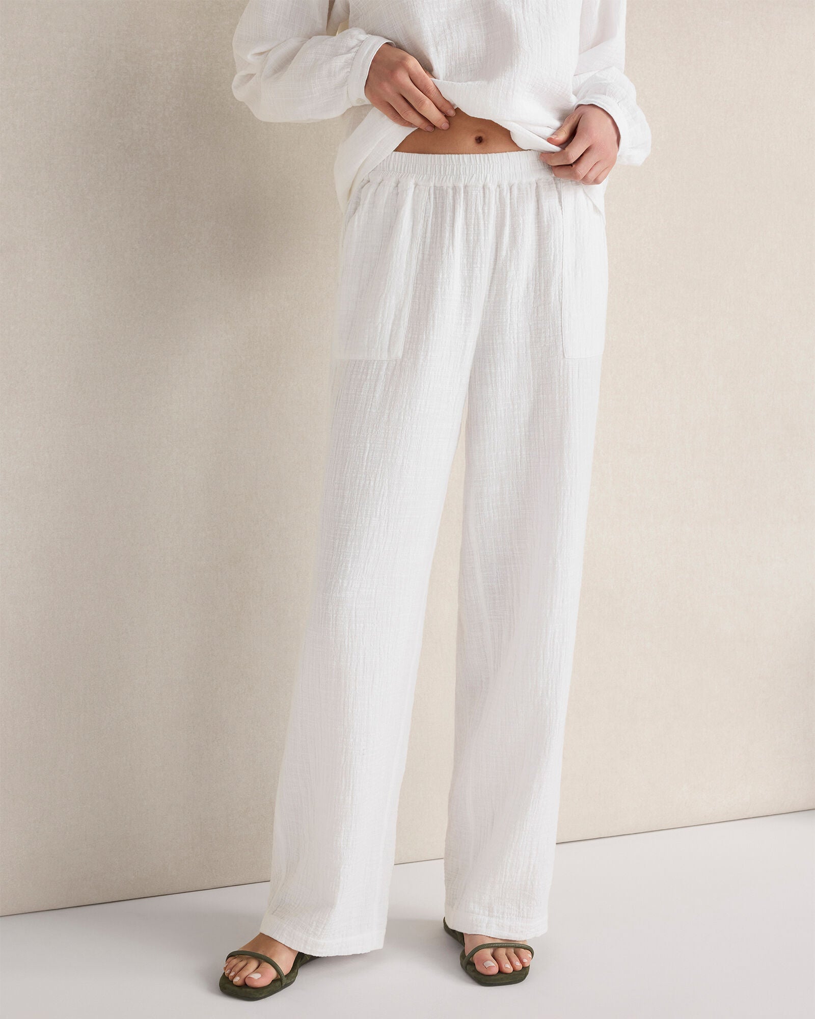 HAVEN Textured Cotton Gauze Pants