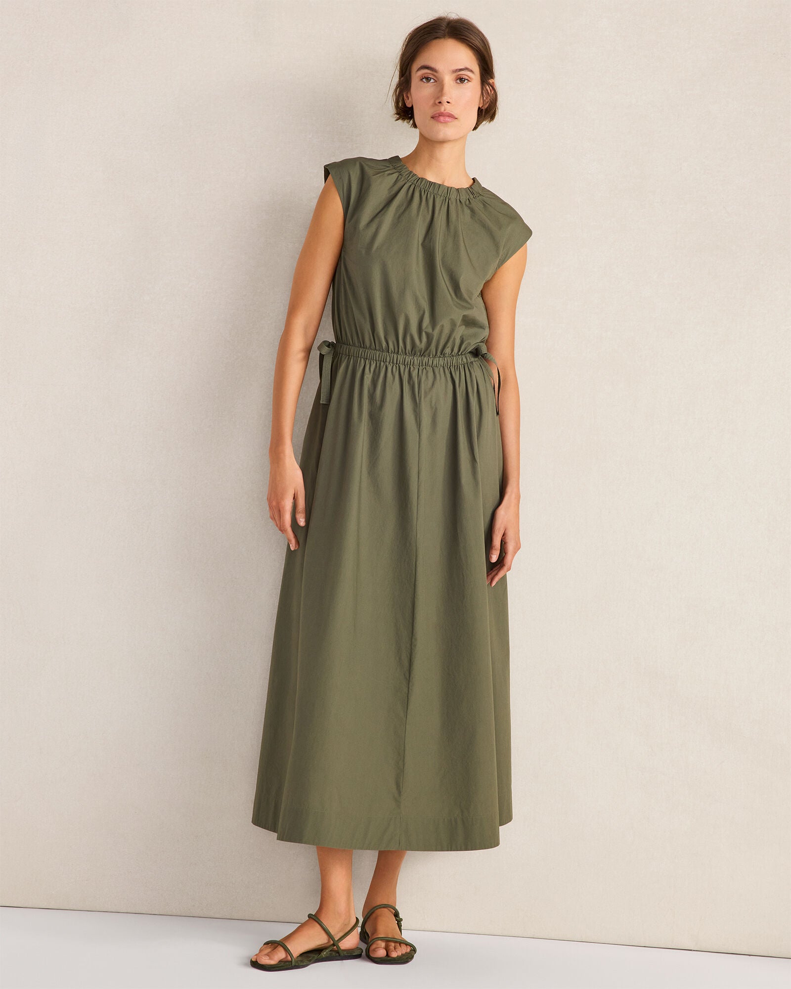 HAVEN Organic Cotton Poplin Side-Tie Maxi Dress