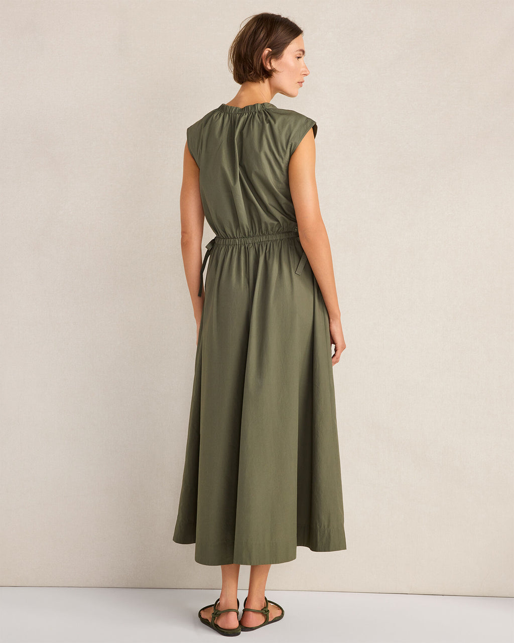 HAVEN Organic Cotton Poplin Side-Tie Maxi Dress