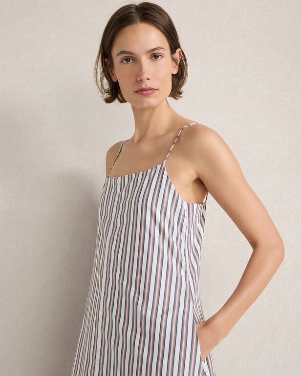 HAVEN Organic Cotton Poplin Stripe Bubble Hem Maxi Dress