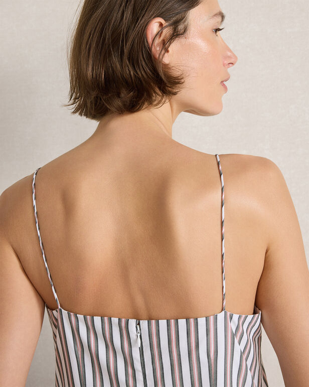 HAVEN Organic Cotton Poplin Stripe Bubble Hem Maxi Dress