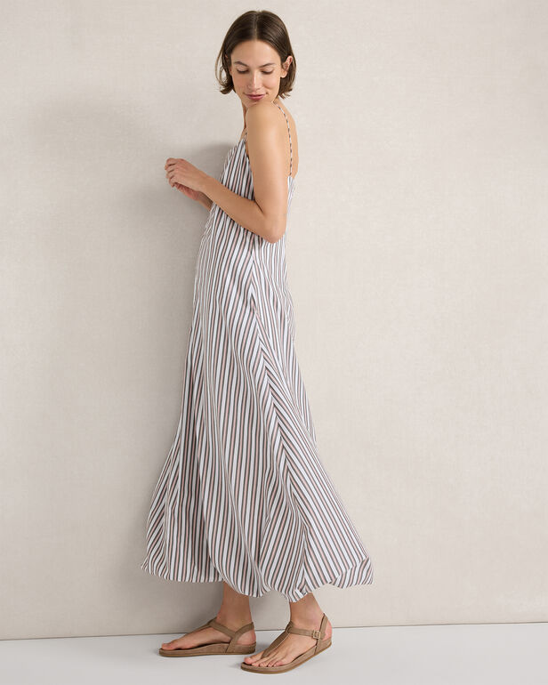 HAVEN Organic Cotton Poplin Stripe Bubble Hem Maxi Dress