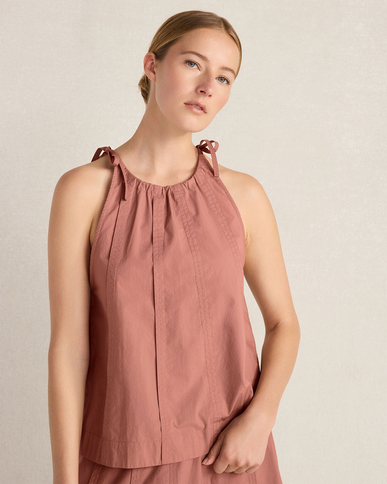 HAVEN Organic Cotton Poplin High Neck Top