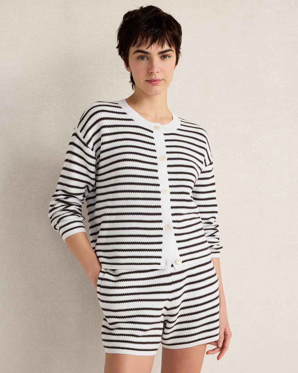 HAVEN Cotton Stripe Cardigan