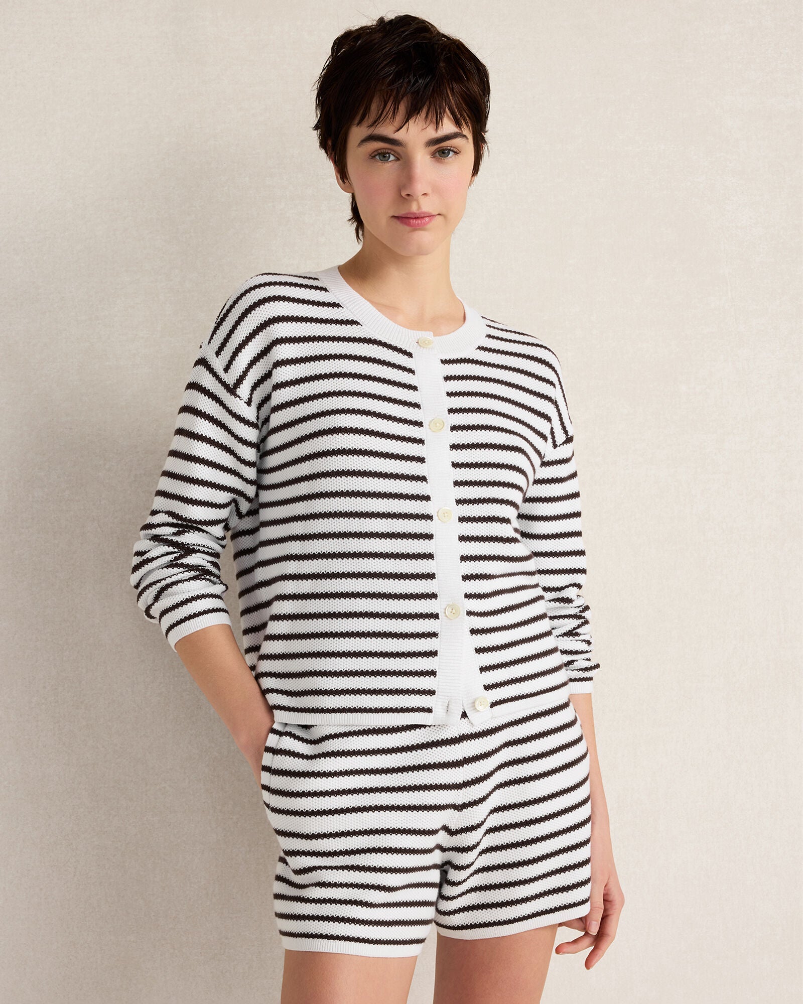 HAVEN Cotton Stripe Cardigan