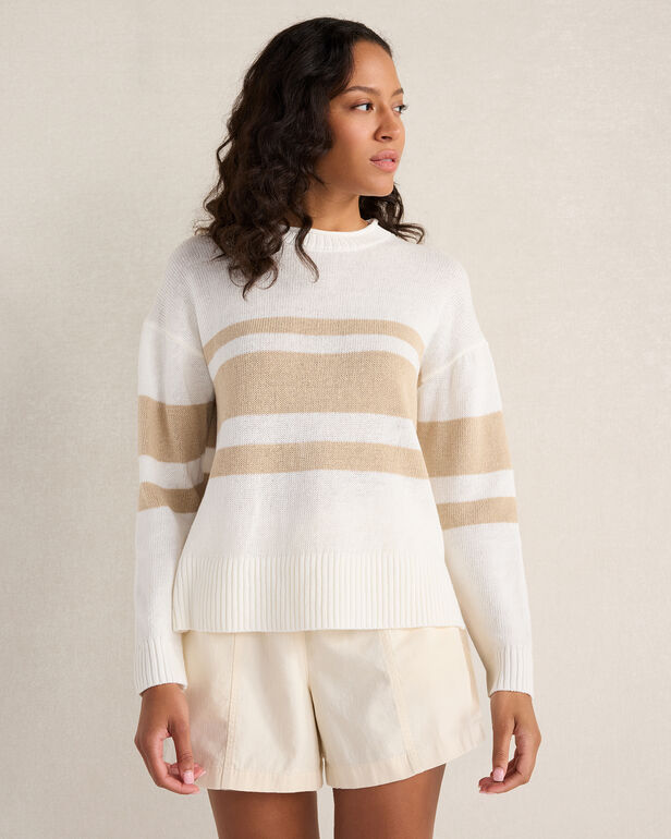 HAVEN Cotton Linen Stripe Roll Neck Sweater
