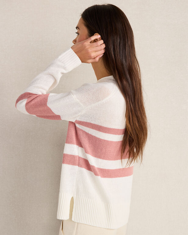 HAVEN Cotton Linen Stripe Roll Neck Sweater
