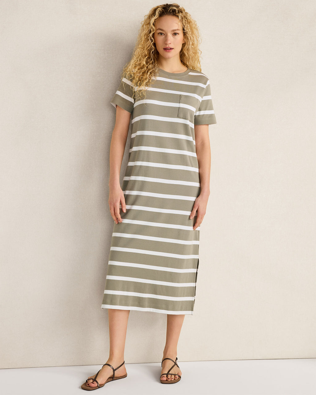 HAVEN Organic Cotton Interlock Striped Short Sleeve Dress