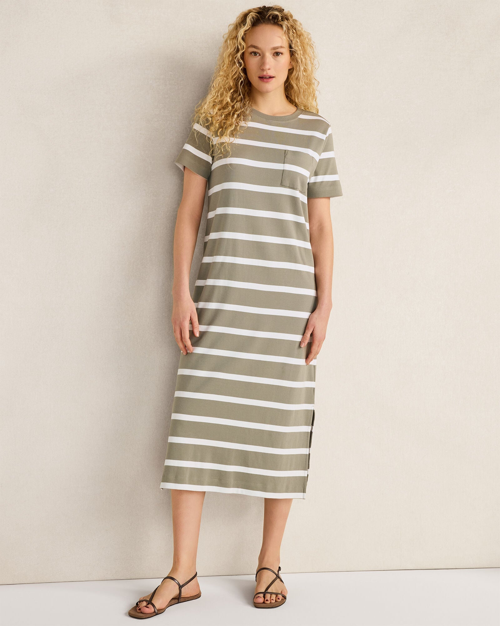 HAVEN Organic Cotton Interlock Striped Short Sleeve Dress