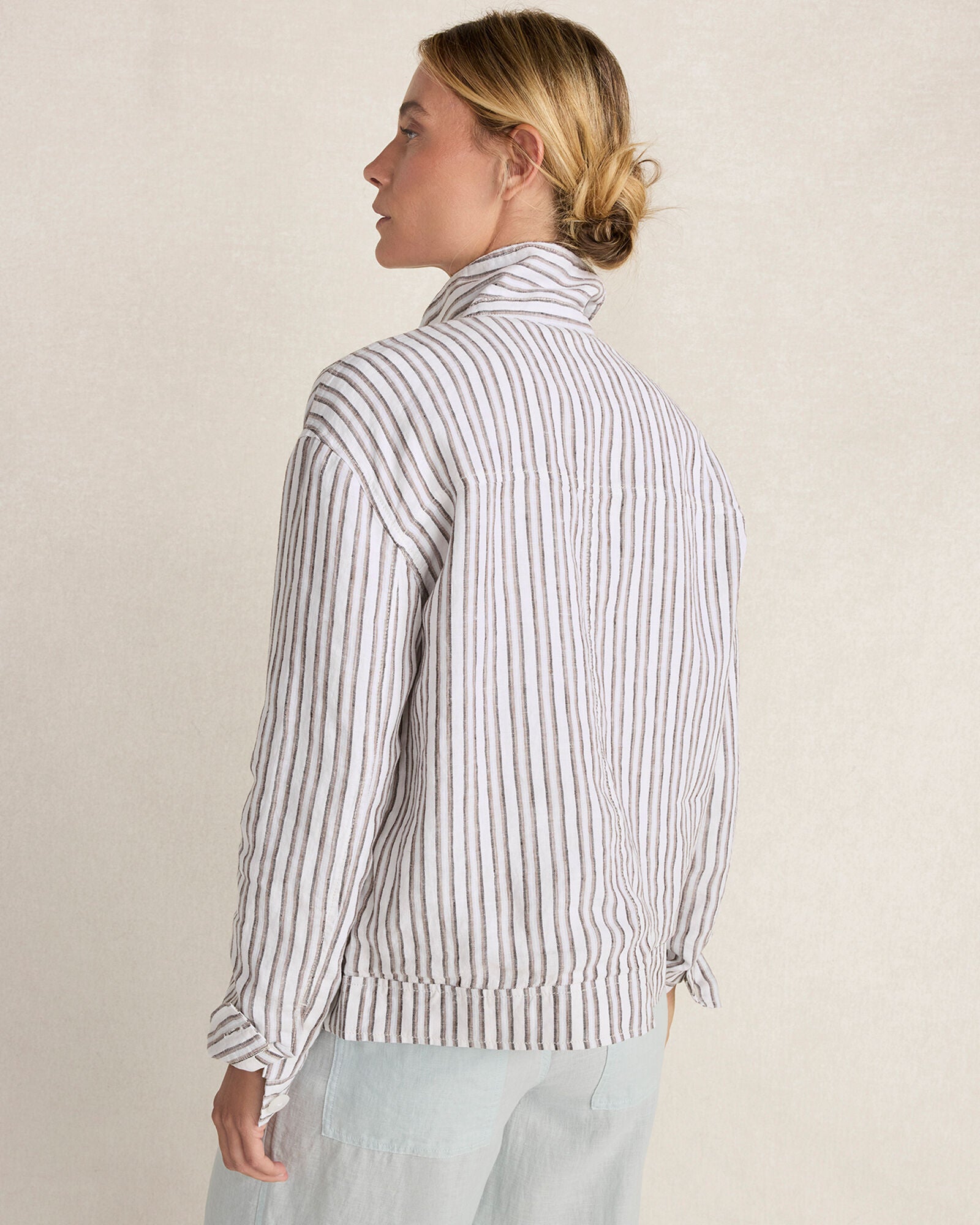 HAVEN Everweave Linen Stripe Boxy Jacket