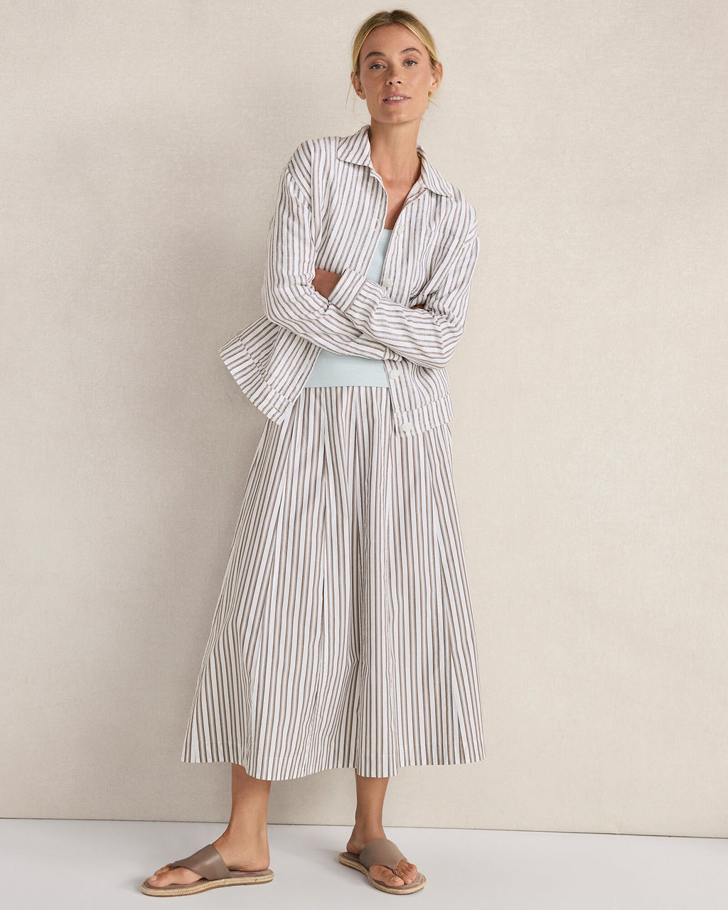 HAVEN Everweave Linen Stripe Boxy Jacket