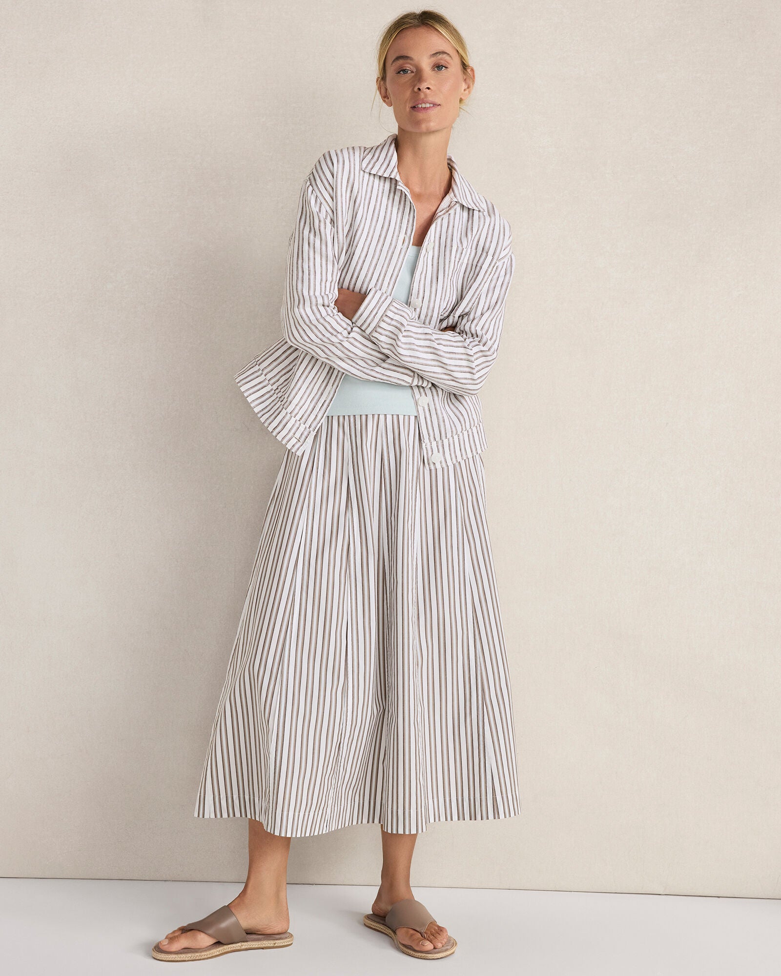 HAVEN Everweave Linen Stripe Boxy Jacket