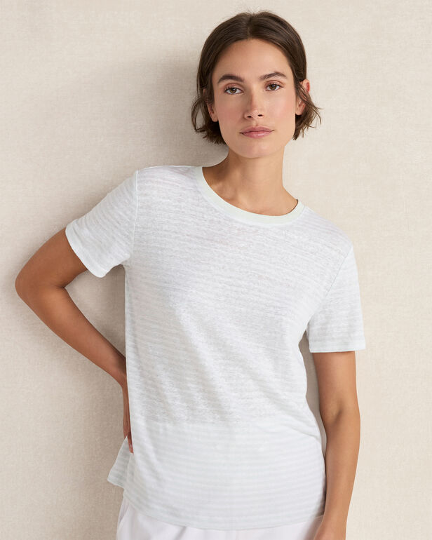 HAVEN Linen Striped Short Sleeve Tee