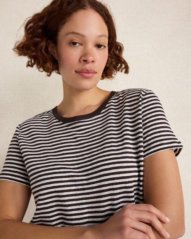 HAVEN Linen Striped Short Sleeve Tee
