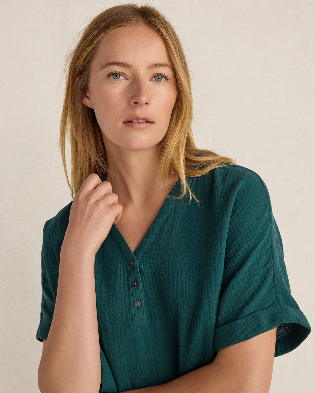 HAVEN Organic Cotton Gauze V-Neck Top