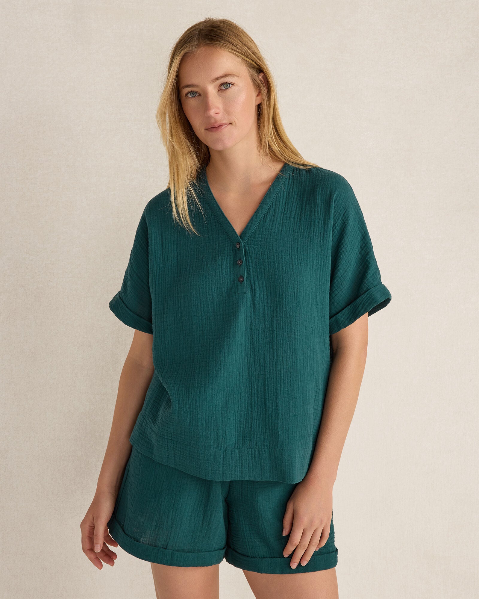 HAVEN Organic Cotton Gauze V-Neck Top