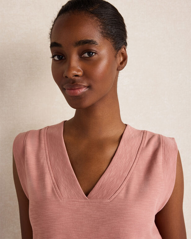 HAVEN Organic Cotton Slub Interlock V-Neck Top