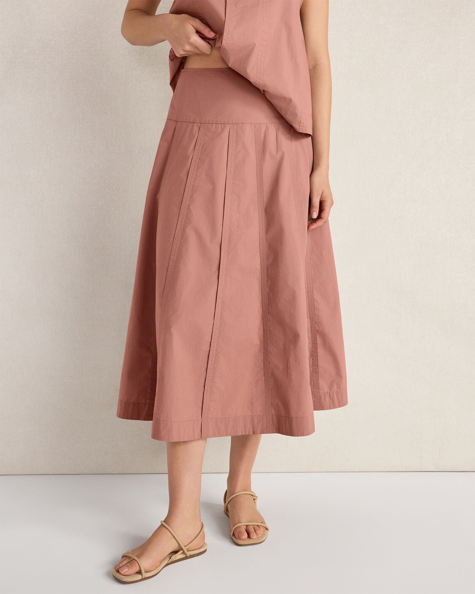 HAVEN Organic Cotton Poplin Drop Waist Skirt