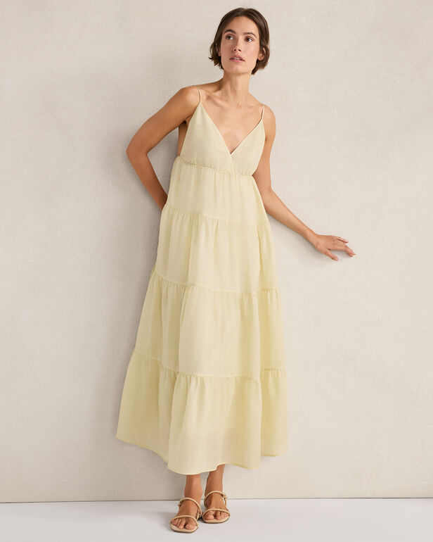 HAVEN Ramie Blend Tiered Maxi Dress