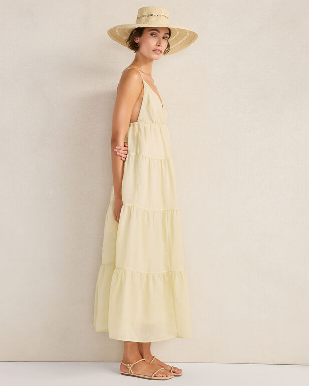 HAVEN Ramie Blend Tiered Maxi Dress